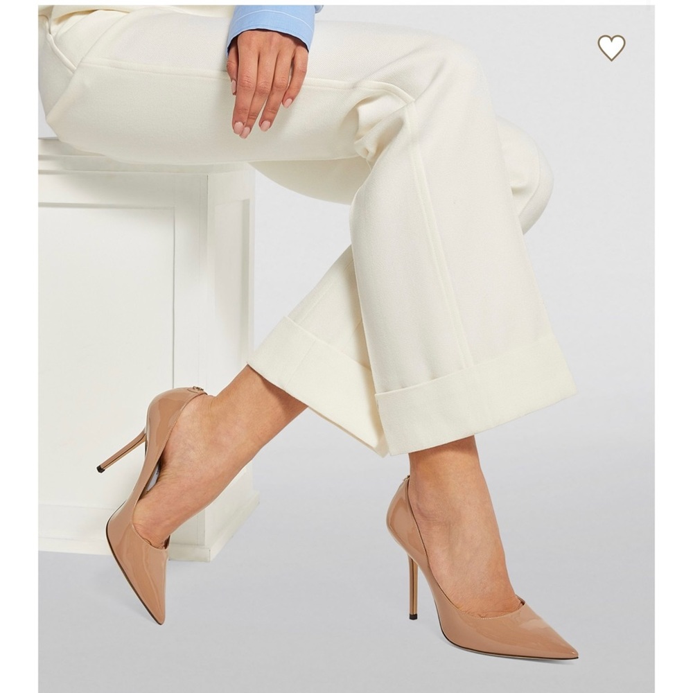 Jimmy Choo, 39.5, ROMY heels, 85 patent leather heels, neutral.